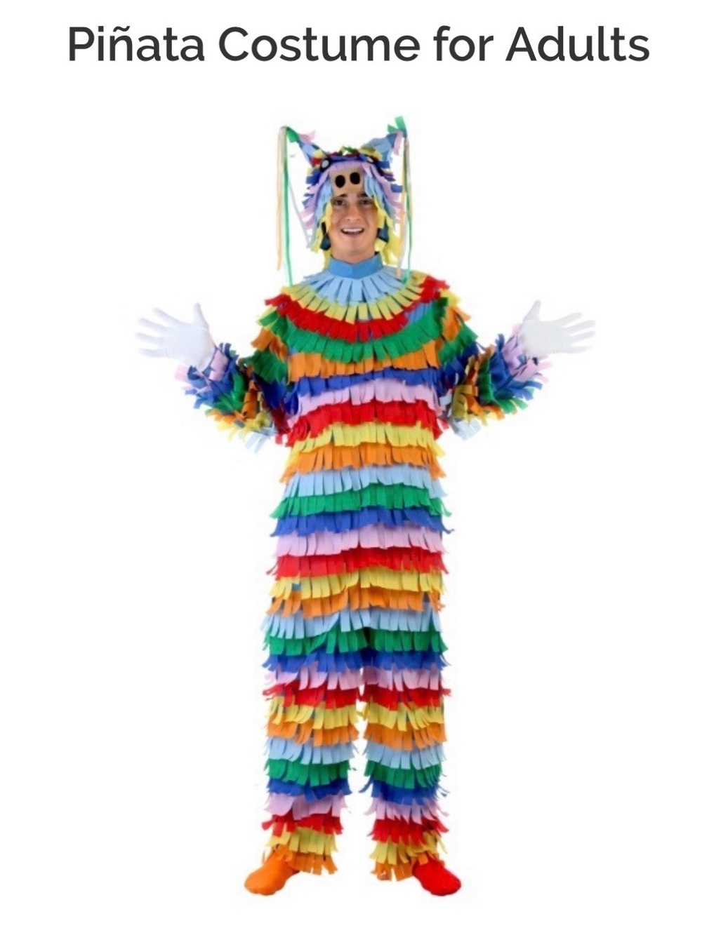 Adult Multicolor Piñata Costume - Rainbow Fringe